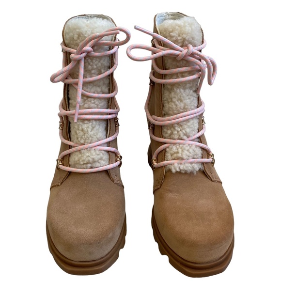 NEW sorel Joan of Arctic III Shearling Trim Waterproof Wedge leather Boot 5 36 - Picture 5 of 16